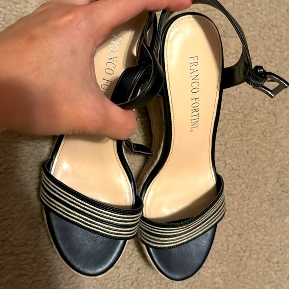 Franco Fortini Black Espadrille Heels Size 6.5 - Picture 2 of 7
